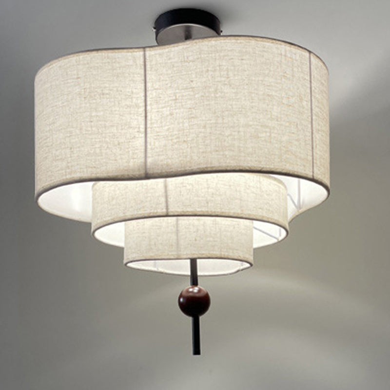 Vintage Oval Wood Semi-Flush Mount Ceiling Light - 3/5 Light Fixture for Living Room