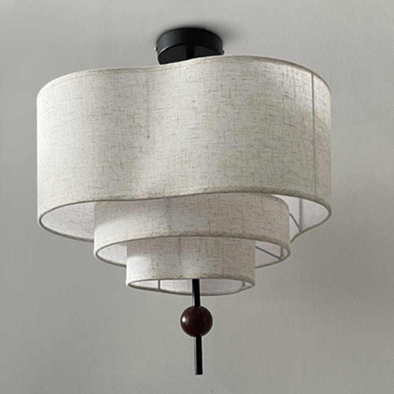 Vintage Oval Wood Semi-Flush Mount Ceiling Light - 3/5 Light Fixture for Living Room