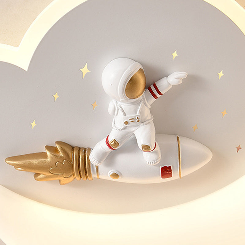 Contemporary Creative Kids Moon Iron Acrylic LED Flush Mount Ceiling Light for Bedroom, Childrens Room Lighting, Star Design, Modern Nursery Decor, Adjustable Brightness, Energy Efficient, Unique Night Sky Fixture, Playful Bedroom Illumination