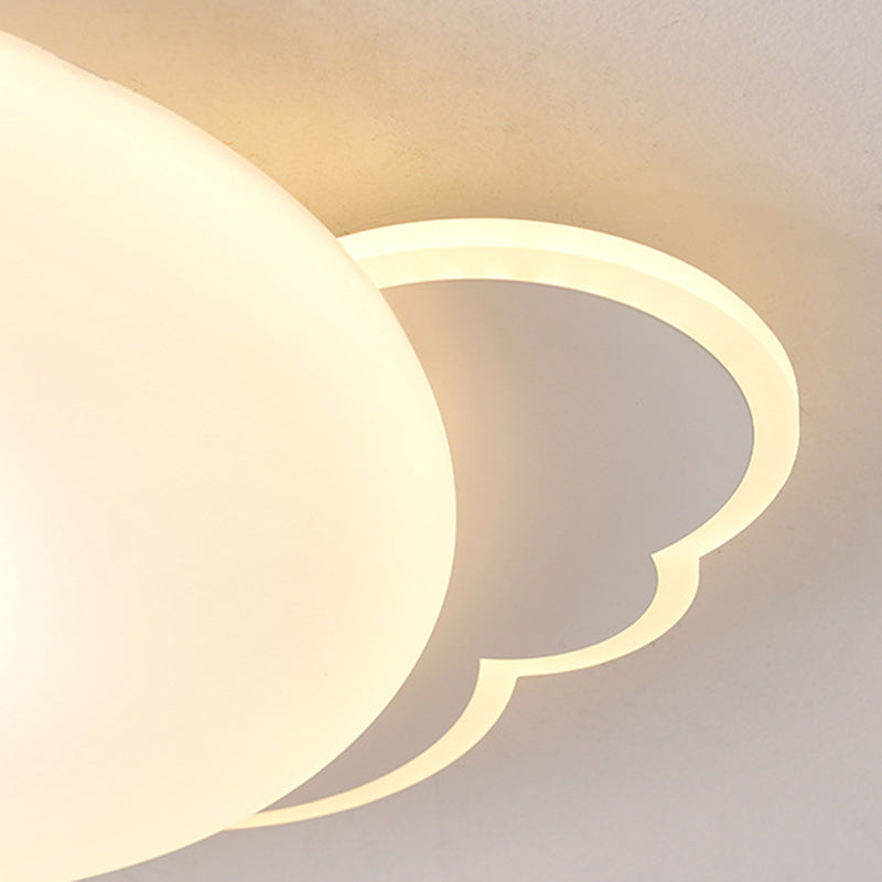 Contemporary Creative Kids Moon Iron Acrylic LED Flush Mount Ceiling Light for Bedroom, Childrens Room Lighting, Star Design, Modern Nursery Decor, Adjustable Brightness, Energy Efficient, Unique Night Sky Fixture, Playful Bedroom Illumination