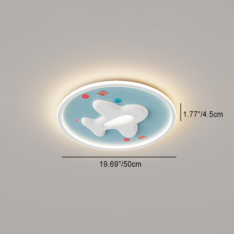 Modern Eclectic Kids Cartoon Airplane Iron Aluminum LED Flush Mount Ceiling Light for Bedroom, Nursery Lighting, Children's Room Decor, Creative Aircraft Design, Child's Playroom Fixtures, Energy-Efficient Illumination, Colorful Kids Ceiling Lamp, Unique
