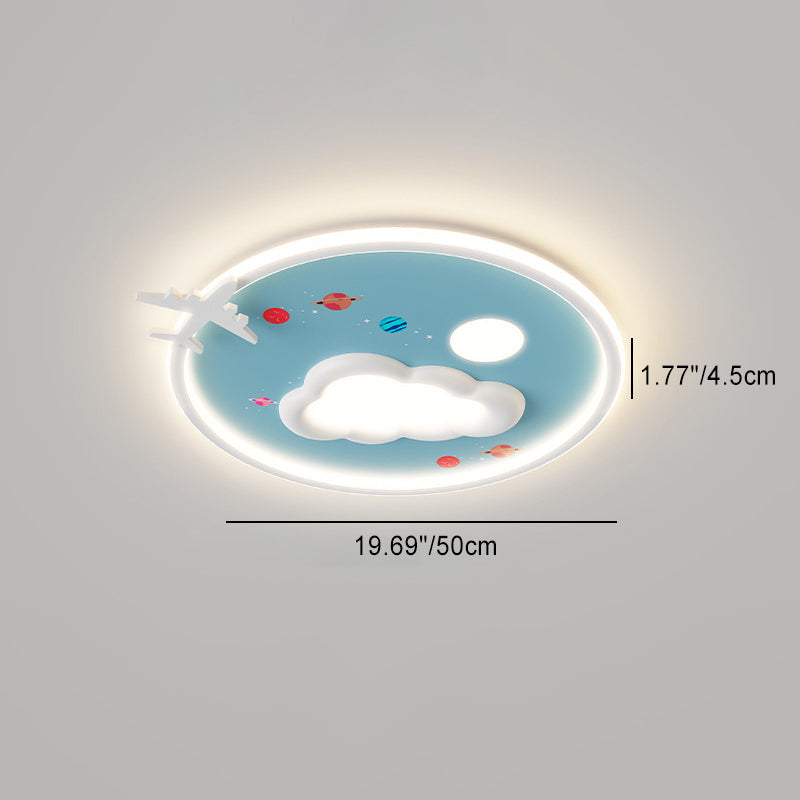 Modern Eclectic Kids Cartoon Airplane Iron Aluminum LED Flush Mount Ceiling Light for Bedroom, Nursery Lighting, Children's Room Decor, Creative Aircraft Design, Child's Playroom Fixtures, Energy-Efficient Illumination, Colorful Kids Ceiling Lamp, Unique