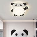 Modern Eclectic Kids Panda Iron PVC LED Flush Mount Ceiling Light for Bedroom, Cute Panda Ceiling Light, Children’s Room Decor, LED Lighting for Kids, Animal Theme Bedroom Fixture, Playful Panda Design, Nursery Lighting, Child's Room Flush Mount Light, Ad