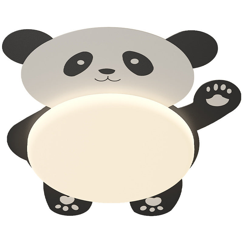 Modern Eclectic Kids Panda Iron PVC LED Flush Mount Ceiling Light for Bedroom, Cute Panda Ceiling Light, Children’s Room Decor, LED Lighting for Kids, Animal Theme Bedroom Fixture, Playful Panda Design, Nursery Lighting, Child's Room Flush Mount Light, Ad