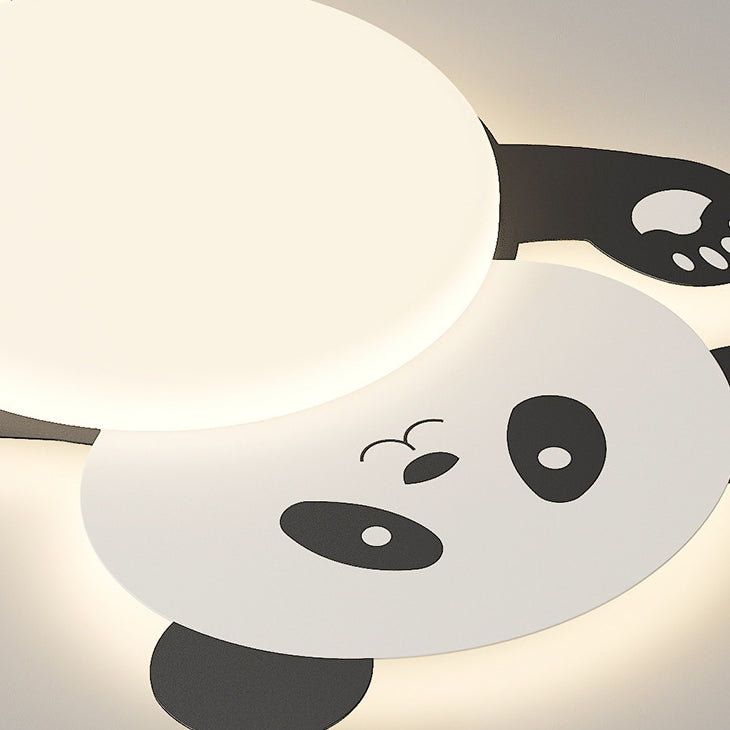 Modern Eclectic Kids Panda Iron PVC LED Flush Mount Ceiling Light for Bedroom, Cute Panda Ceiling Light, Children’s Room Decor, LED Lighting for Kids, Animal Theme Bedroom Fixture, Playful Panda Design, Nursery Lighting, Child's Room Flush Mount Light, Ad