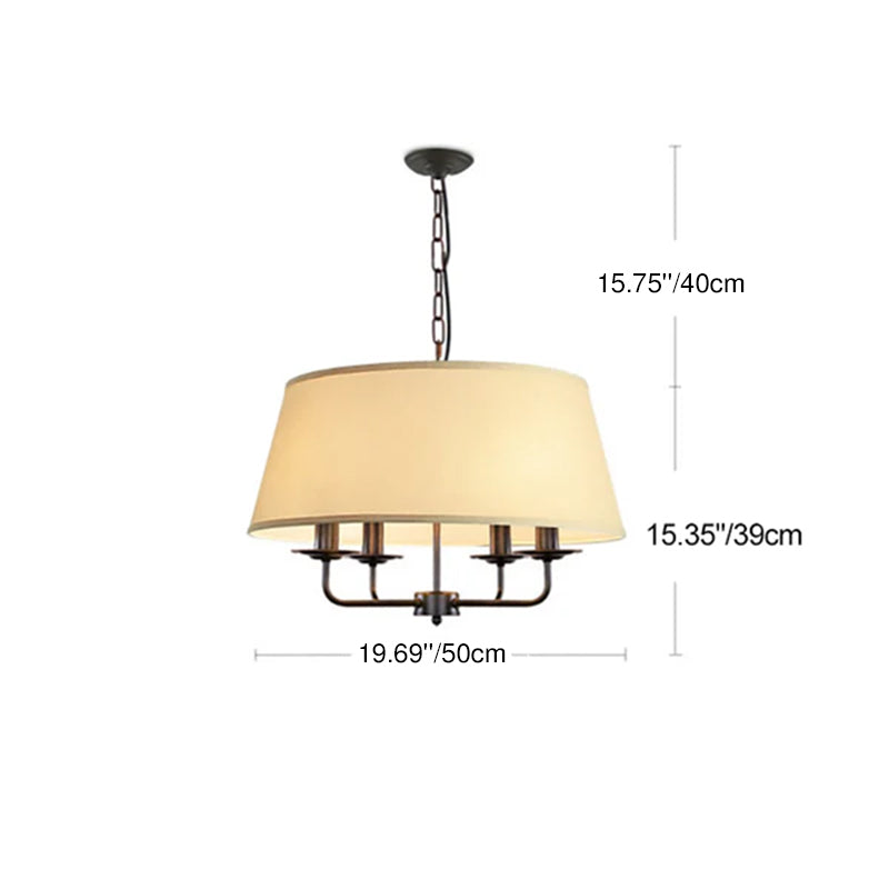 Rustic Cylinder Iron 4-Light Chandelier for Living Room