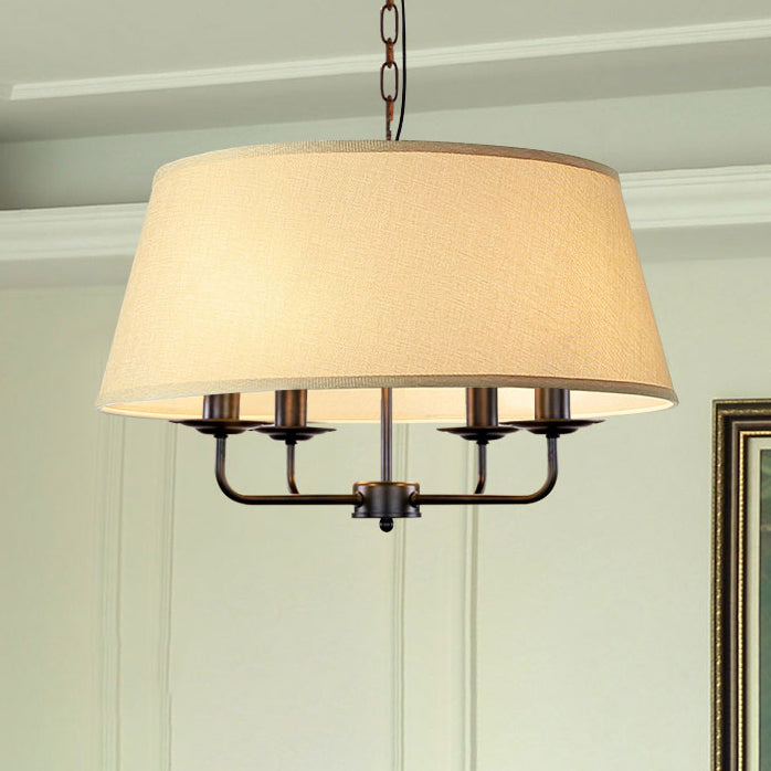 Rustic Cylinder Iron 4-Light Chandelier for Living Room