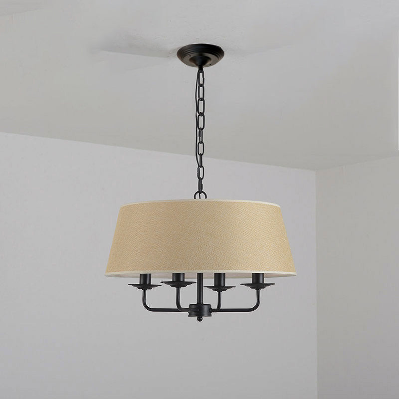 Rustic Cylinder Iron 4-Light Chandelier for Living Room