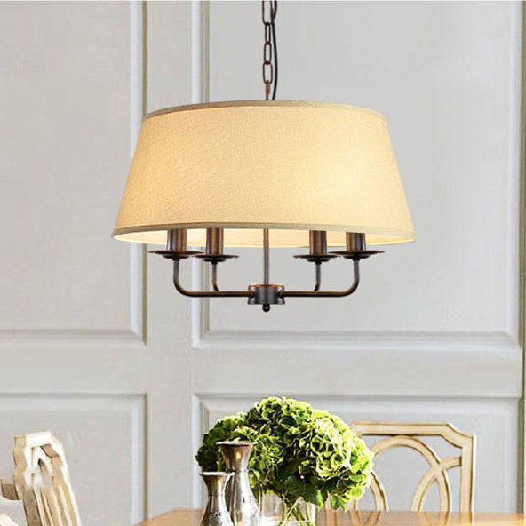 Rustic Cylinder Iron 4-Light Chandelier for Living Room