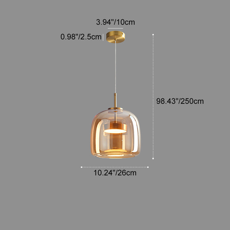 Contemporary Scandinavian Copper Cylinder LED Pendant Light for Living Room