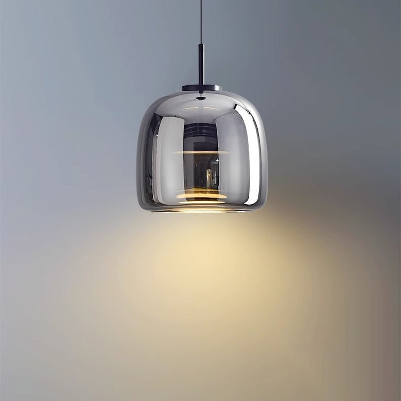 Contemporary Scandinavian Copper Cylinder LED Pendant Light for Living Room