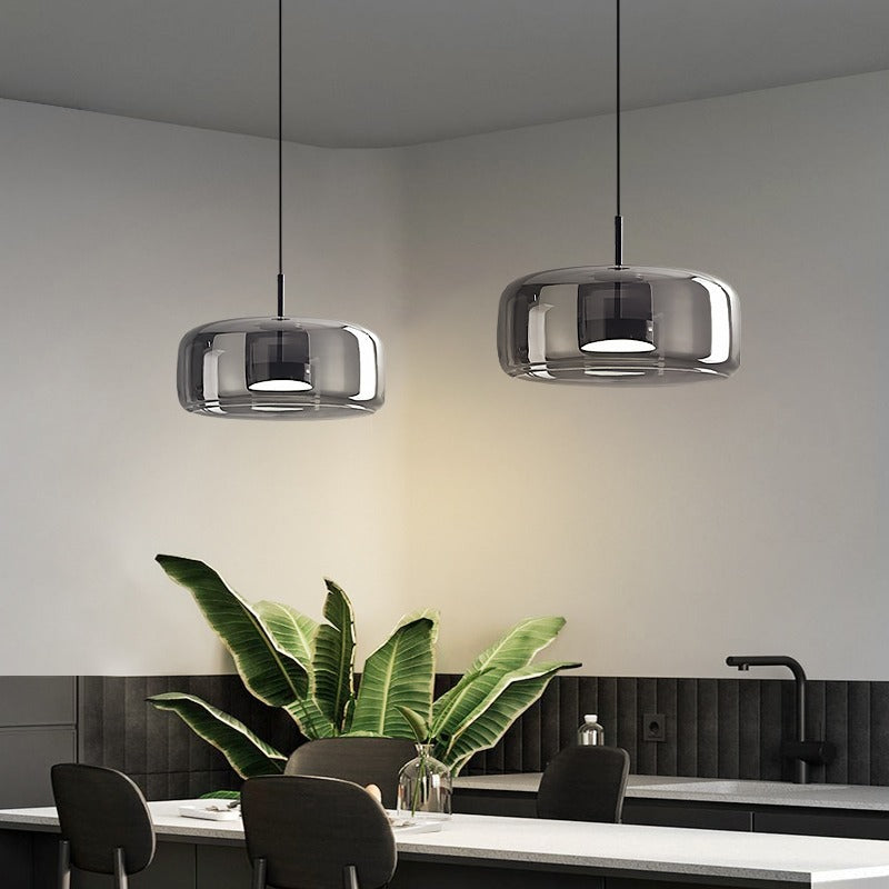 Contemporary Scandinavian Copper Cylinder LED Pendant Light for Living Room