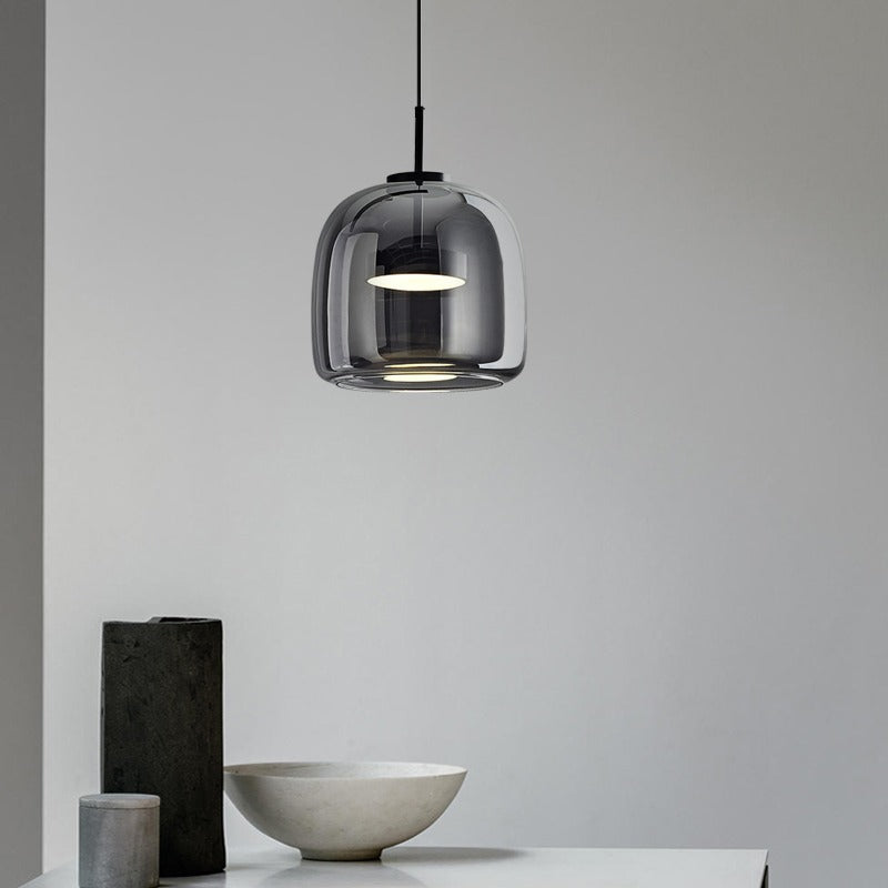 Contemporary Scandinavian Copper Cylinder LED Pendant Light for Living Room