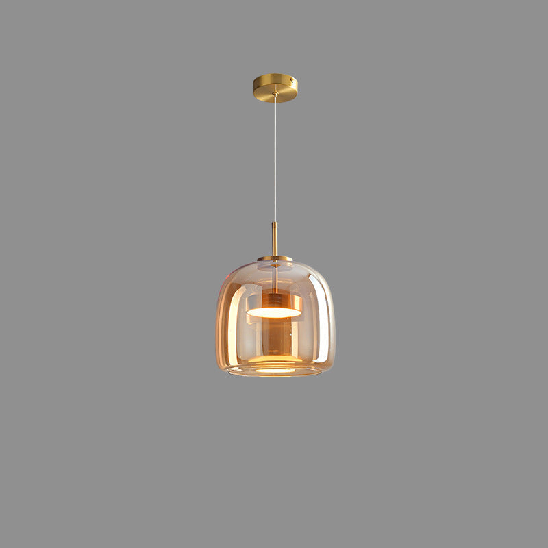 Contemporary Scandinavian Copper Cylinder LED Pendant Light for Living Room