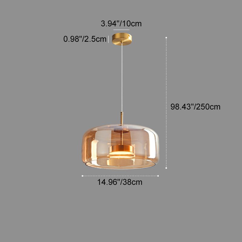 Contemporary Scandinavian Copper Cylinder LED Pendant Light for Living Room