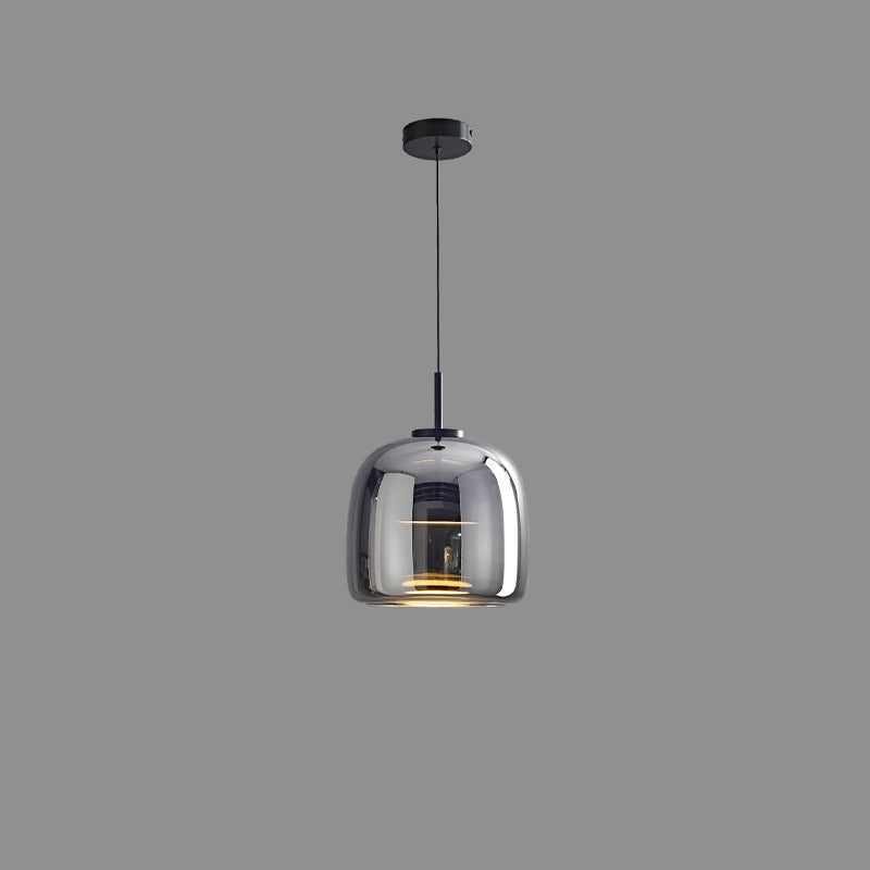 Contemporary Scandinavian Copper Cylinder LED Pendant Light for Living Room
