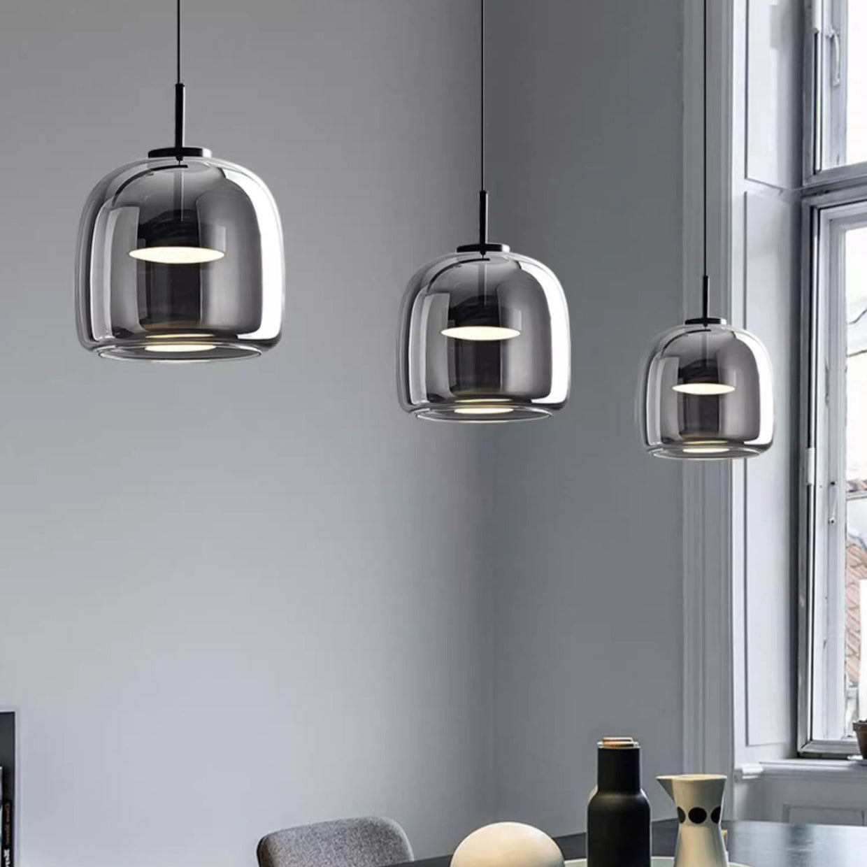 Contemporary Scandinavian Copper Cylinder LED Pendant Light for Living Room