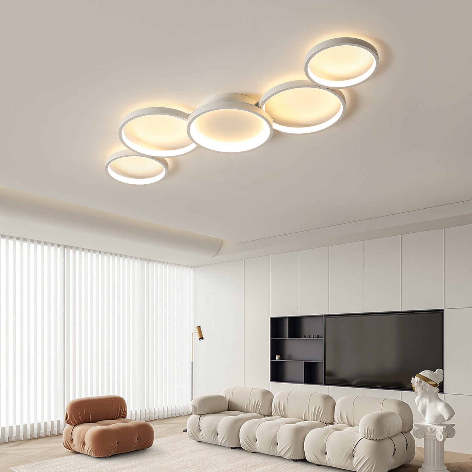 Modern Minimalist LED Semi-Flush Mount Ceiling Light - Circle Design, Iron & Acrylic for Living Room