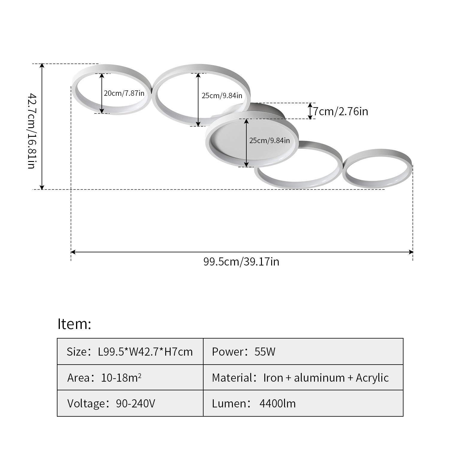 Modern Minimalist LED Semi-Flush Mount Ceiling Light - Circle Design, Iron & Acrylic for Living Room