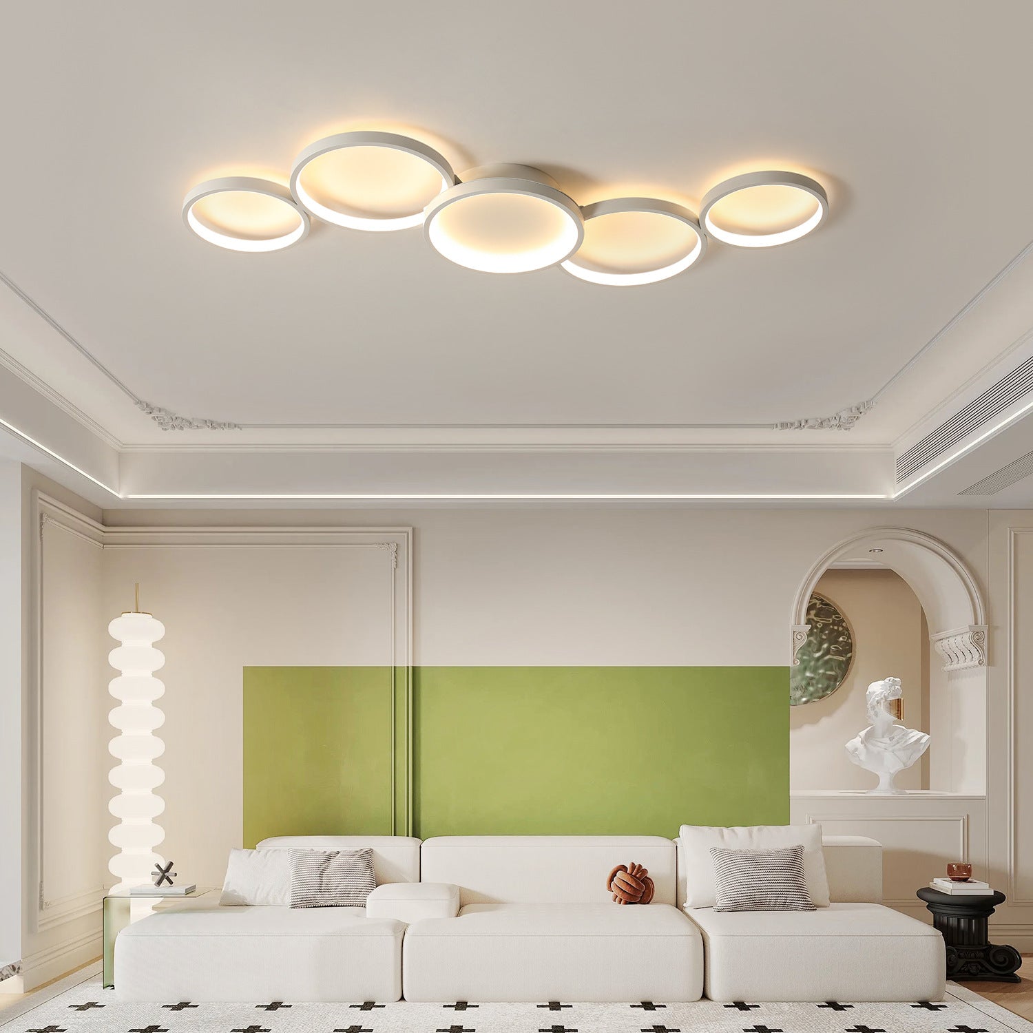 Modern Minimalist LED Semi-Flush Mount Ceiling Light - Circle Design, Iron & Acrylic for Living Room