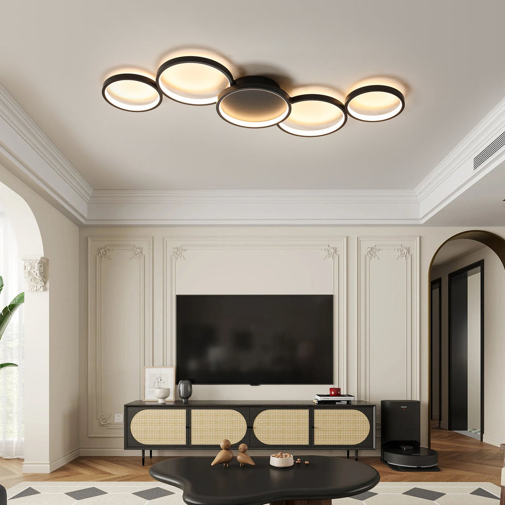Modern Minimalist LED Semi-Flush Mount Ceiling Light - Circle Design, Iron & Acrylic for Living Room