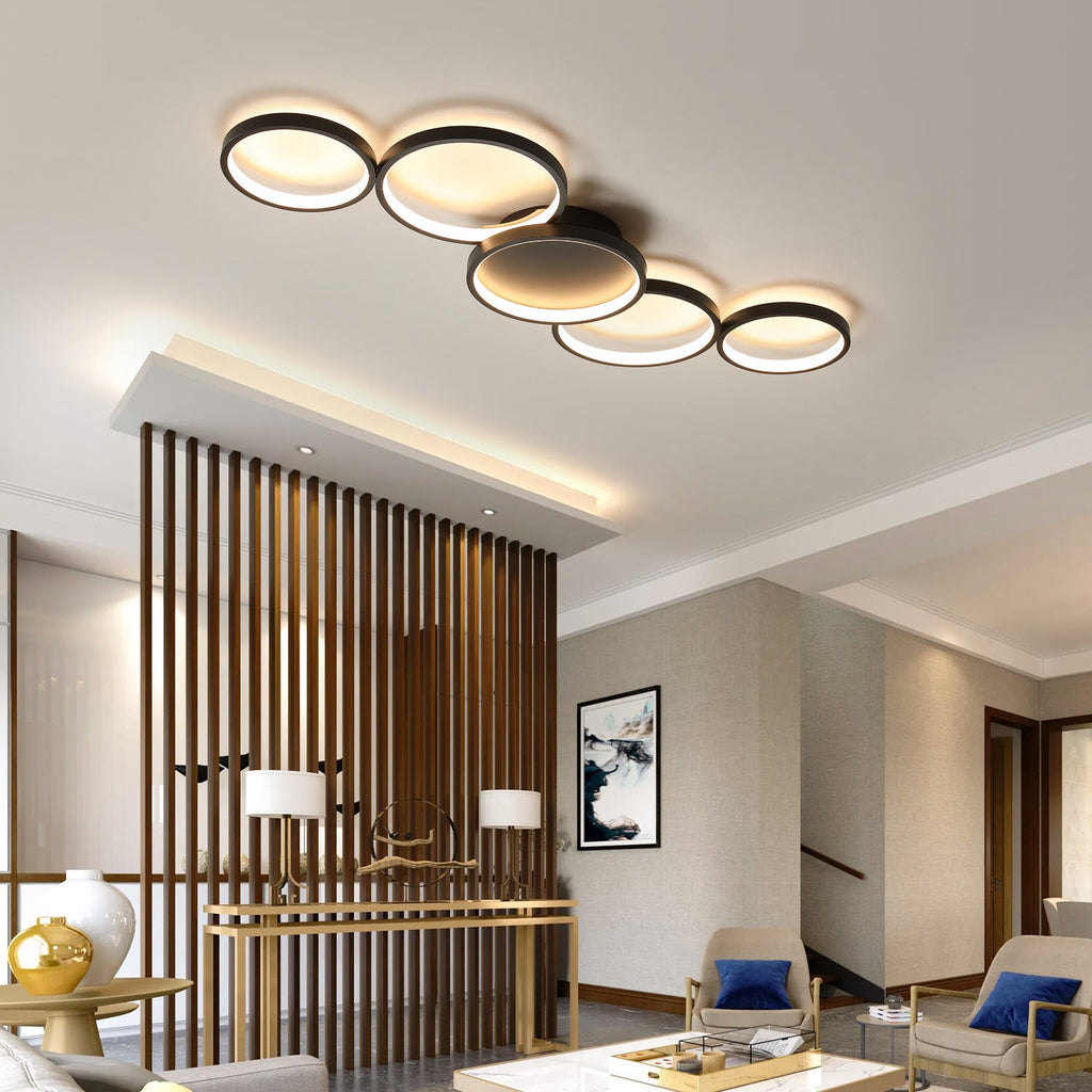 Modern Minimalist LED Semi-Flush Mount Ceiling Light - Circle Design, Iron & Acrylic for Living Room