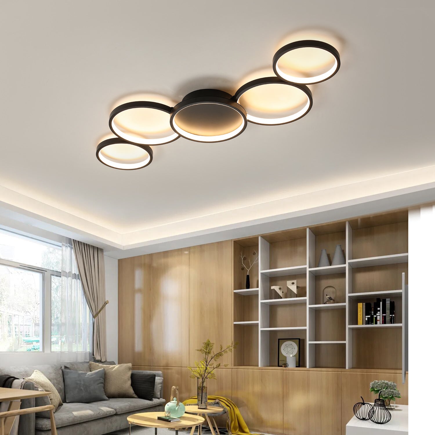 Modern Minimalist LED Semi-Flush Mount Ceiling Light - Circle Design, Iron & Acrylic for Living Room