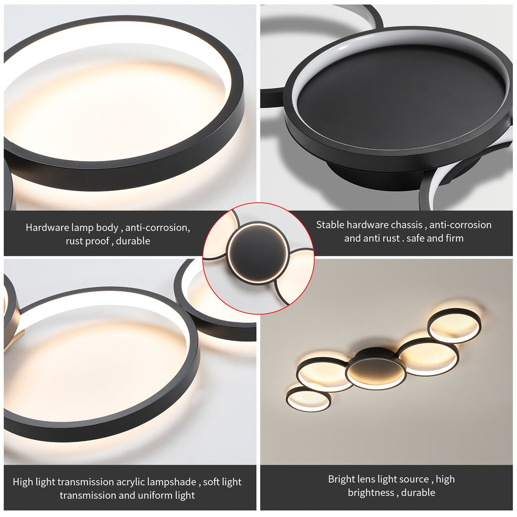 Modern Minimalist LED Semi-Flush Mount Ceiling Light - Circle Design, Iron & Acrylic for Living Room