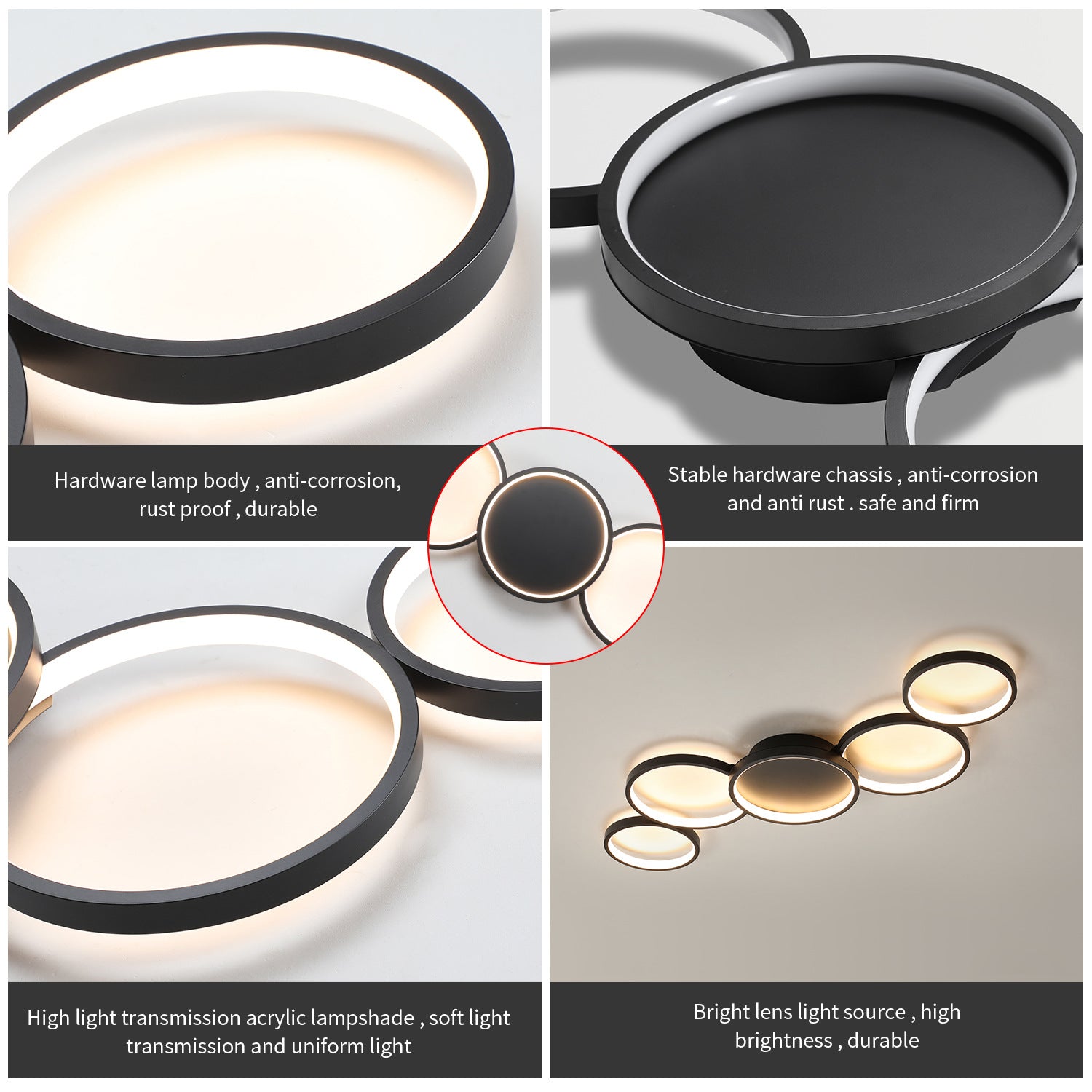 Modern Minimalist LED Semi-Flush Mount Ceiling Light - Circle Design, Iron & Acrylic for Living Room
