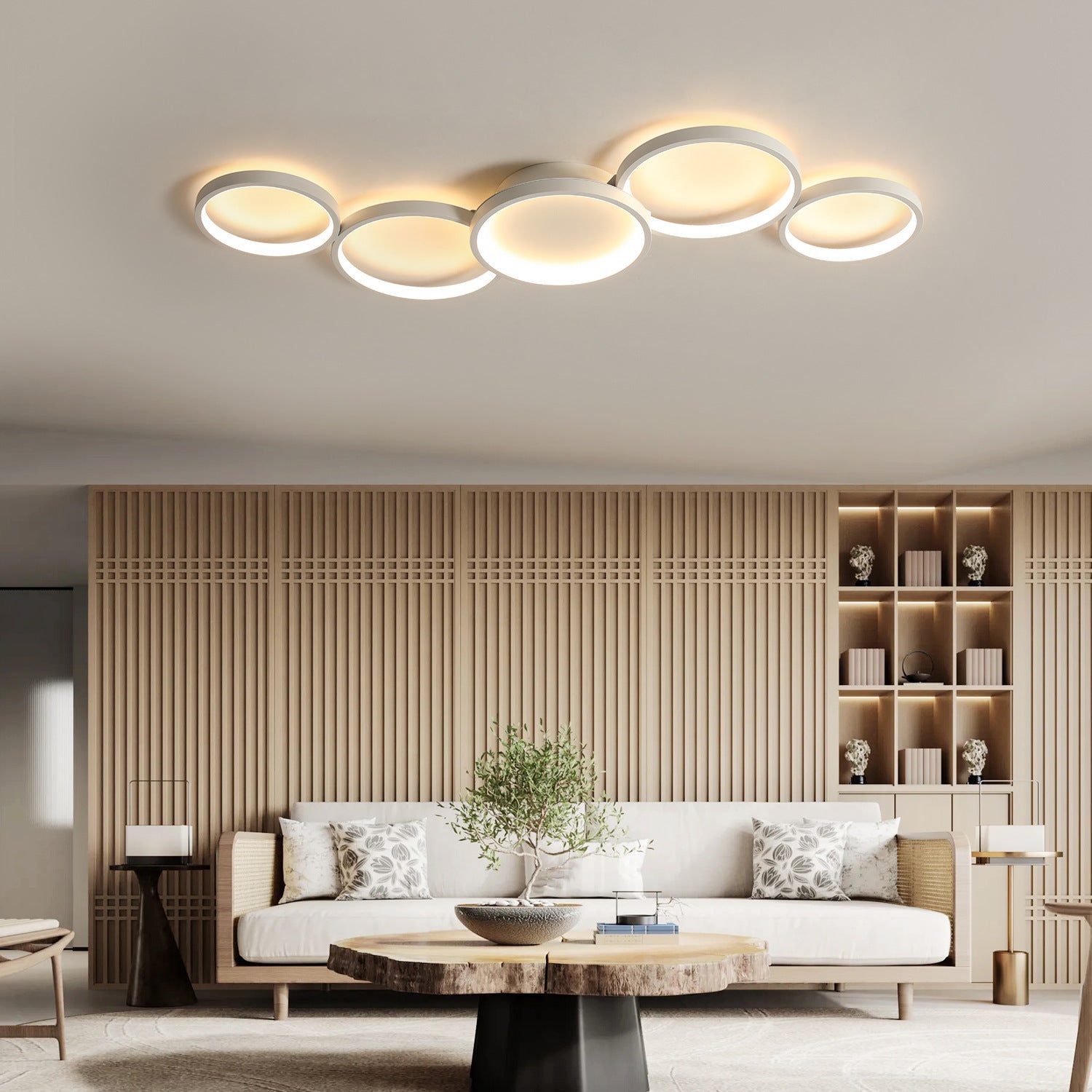 Modern Minimalist LED Semi-Flush Mount Ceiling Light - Circle Design, Iron & Acrylic for Living Room