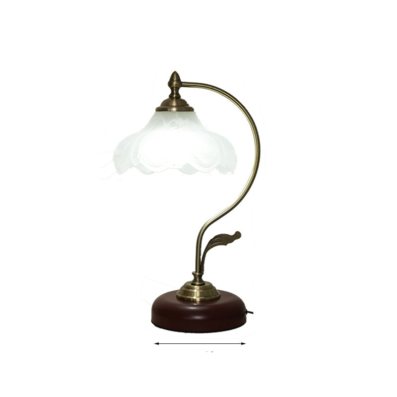 Modern Mid-Century Flower Iron Glass Table Lamp - 1-Light Bedroom Accent