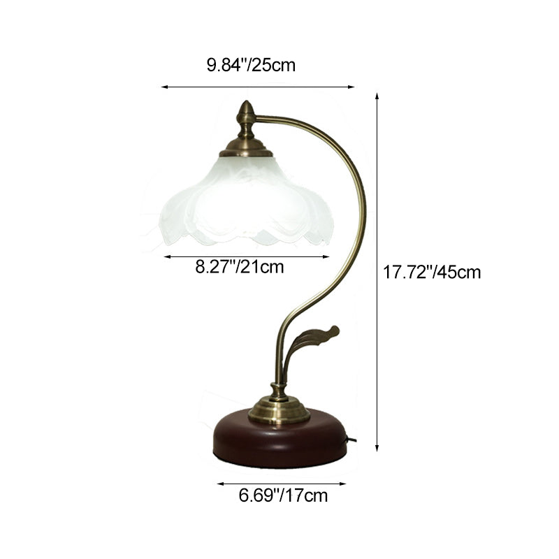 Modern Mid-Century Flower Iron Glass Table Lamp - 1-Light Bedroom Accent