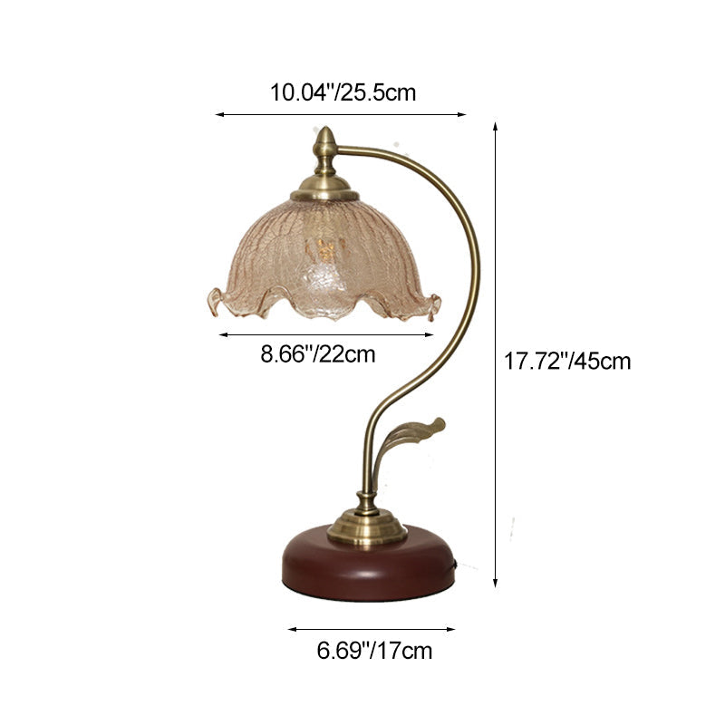 Modern Mid-Century Flower Iron Glass Table Lamp - 1-Light Bedroom Accent