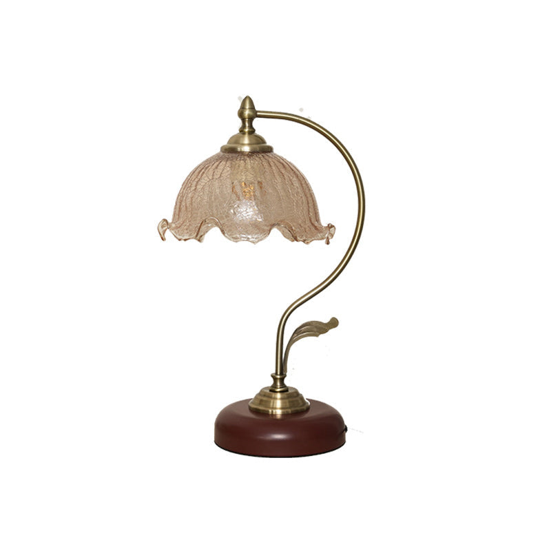 Modern Mid-Century Flower Iron Glass Table Lamp - 1-Light Bedroom Accent