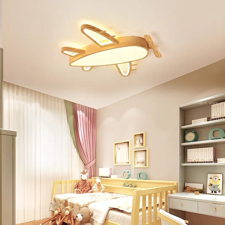 Modern Eclectic Kids Cartoon Airplane Iron Acrylic LED Flush Mount Ceiling Light for Bedroom, Childrens Lighting Fixture, Unique Nursery Decor, Colorful Kids Room Lighting, Airplane Theme Ceiling Light, Cute LED Light for Boys and Girls, Playful Bedroom I