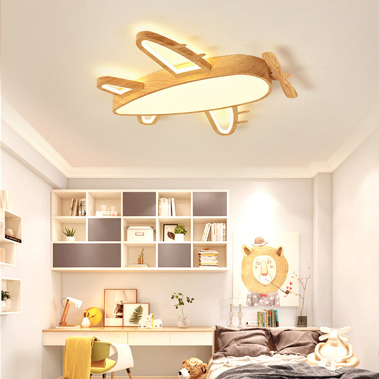 Modern Eclectic Kids Cartoon Airplane Iron Acrylic LED Flush Mount Ceiling Light for Bedroom, Childrens Lighting Fixture, Unique Nursery Decor, Colorful Kids Room Lighting, Airplane Theme Ceiling Light, Cute LED Light for Boys and Girls, Playful Bedroom I
