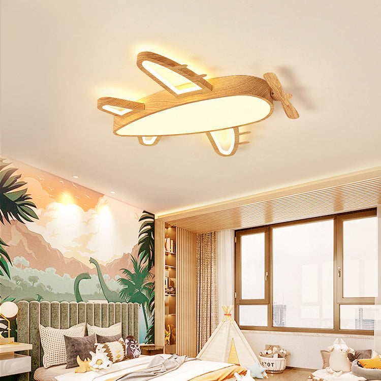 Modern Eclectic Kids Cartoon Airplane Iron Acrylic LED Flush Mount Ceiling Light for Bedroom, Childrens Lighting Fixture, Unique Nursery Decor, Colorful Kids Room Lighting, Airplane Theme Ceiling Light, Cute LED Light for Boys and Girls, Playful Bedroom I