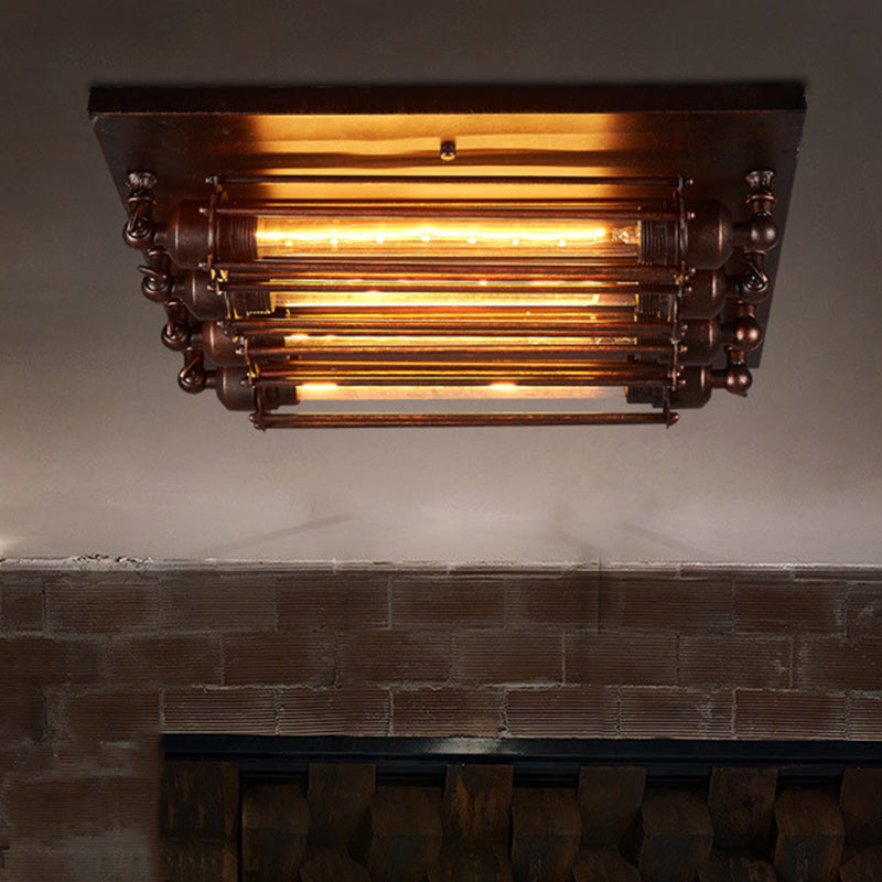 Contemporary Industrial 4-Light Semi-Flush Mount Ceiling Light for Bedroom  

Illuminate your bedroom with this Contemporary Industrial Square Iron Glass semi-flush mount ceiling light. Featuring a stylish design with four lights, this fixture combines mo