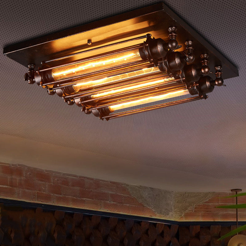 Contemporary Industrial 4-Light Semi-Flush Mount Ceiling Light for Bedroom  

Illuminate your bedroom with this Contemporary Industrial Square Iron Glass semi-flush mount ceiling light. Featuring a stylish design with four lights, this fixture combines mo