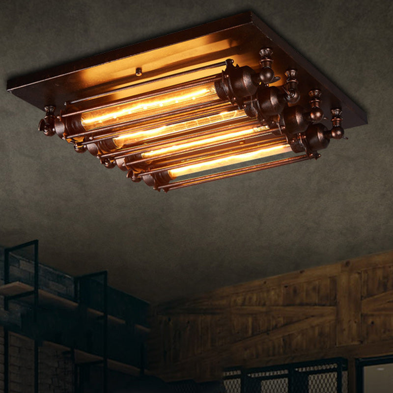 Contemporary Industrial 4-Light Semi-Flush Mount Ceiling Light for Bedroom  

Illuminate your bedroom with this Contemporary Industrial Square Iron Glass semi-flush mount ceiling light. Featuring a stylish design with four lights, this fixture combines mo