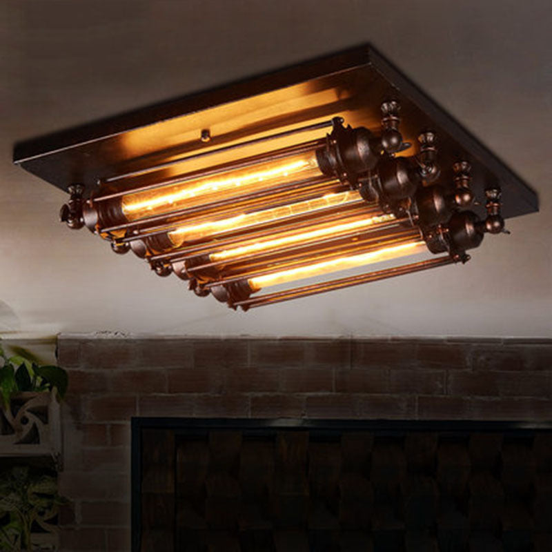 Contemporary Industrial 4-Light Semi-Flush Mount Ceiling Light for Bedroom  

Illuminate your bedroom with this Contemporary Industrial Square Iron Glass semi-flush mount ceiling light. Featuring a stylish design with four lights, this fixture combines mo