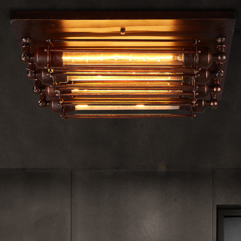 Contemporary Industrial 4-Light Semi-Flush Mount Ceiling Light for Bedroom  

Illuminate your bedroom with this Contemporary Industrial Square Iron Glass semi-flush mount ceiling light. Featuring a stylish design with four lights, this fixture combines mo