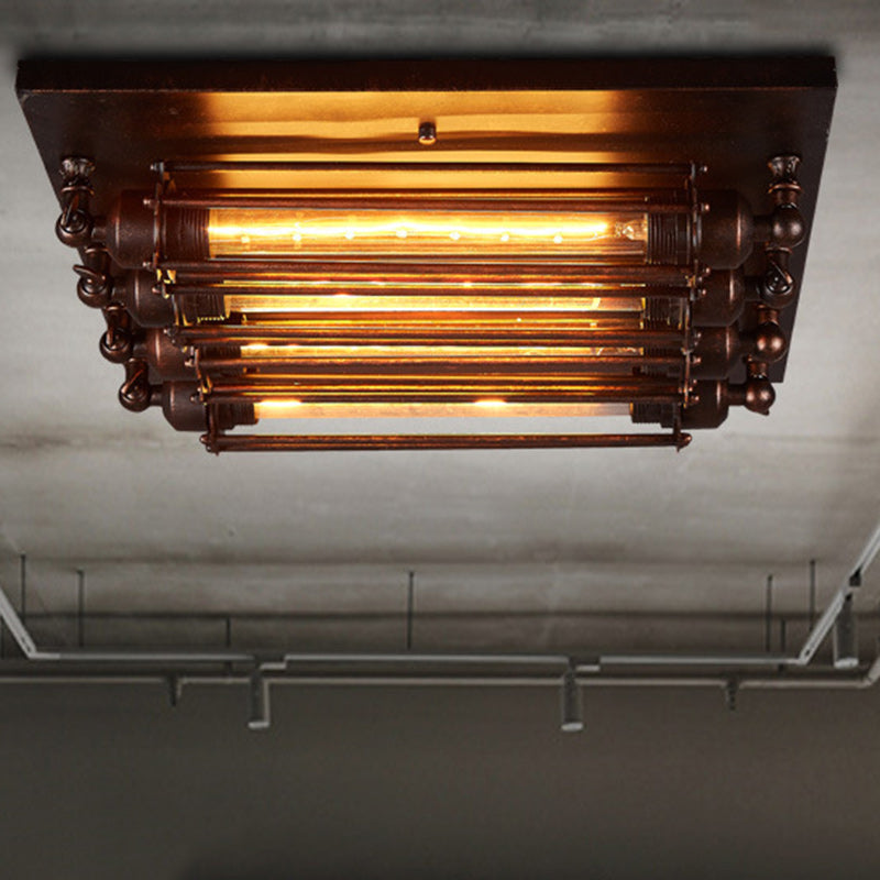 Contemporary Industrial 4-Light Semi-Flush Mount Ceiling Light for Bedroom  

Illuminate your bedroom with this Contemporary Industrial Square Iron Glass semi-flush mount ceiling light. Featuring a stylish design with four lights, this fixture combines mo
