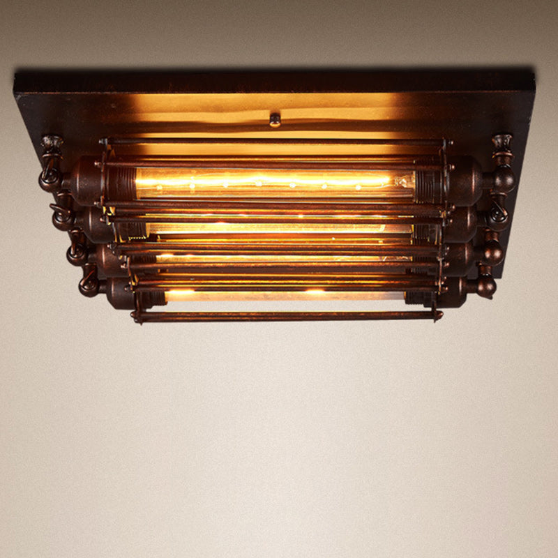 Contemporary Industrial 4-Light Semi-Flush Mount Ceiling Light for Bedroom  

Illuminate your bedroom with this Contemporary Industrial Square Iron Glass semi-flush mount ceiling light. Featuring a stylish design with four lights, this fixture combines mo