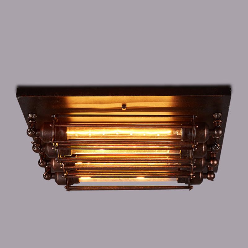 Contemporary Industrial 4-Light Semi-Flush Mount Ceiling Light for Bedroom  

Illuminate your bedroom with this Contemporary Industrial Square Iron Glass semi-flush mount ceiling light. Featuring a stylish design with four lights, this fixture combines mo