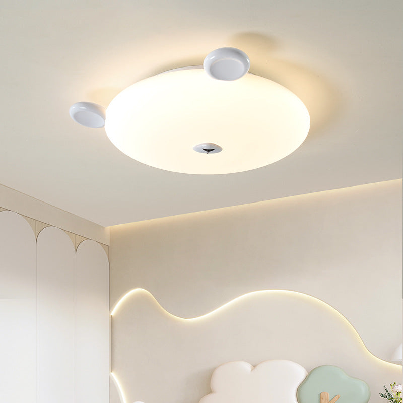 Modern Minimalist Cute Bear Iron Resin PE LED Flush Mount Ceiling Light for Kids Room, Bedroom, Nursery Lighting, Adorable Bear Design, Contemporary Kids Decor, Eco-Friendly Home Lighting, Soft Ambient Light Fixture, Playful Bedroom Illumination, Stylish