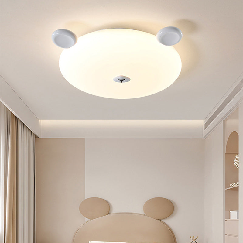 Modern Minimalist Cute Bear Iron Resin PE LED Flush Mount Ceiling Light for Kids Room, Bedroom, Nursery Lighting, Adorable Bear Design, Contemporary Kids Decor, Eco-Friendly Home Lighting, Soft Ambient Light Fixture, Playful Bedroom Illumination, Stylish