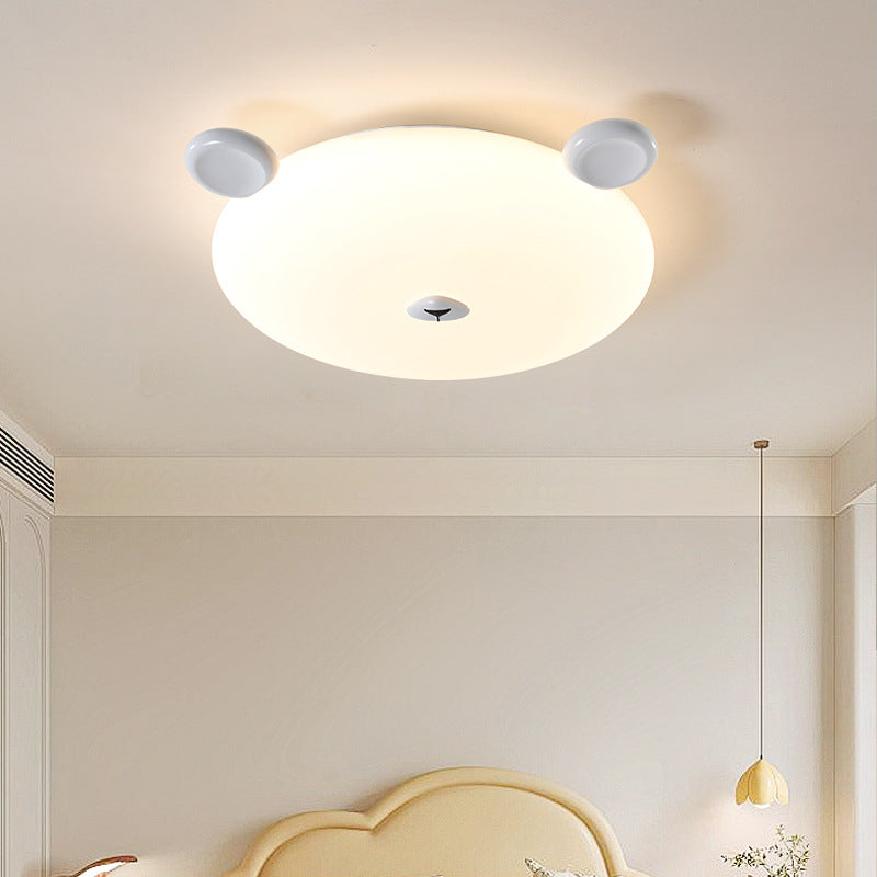 Modern Minimalist Cute Bear Iron Resin PE LED Flush Mount Ceiling Light for Kids Room, Bedroom, Nursery Lighting, Adorable Bear Design, Contemporary Kids Decor, Eco-Friendly Home Lighting, Soft Ambient Light Fixture, Playful Bedroom Illumination, Stylish