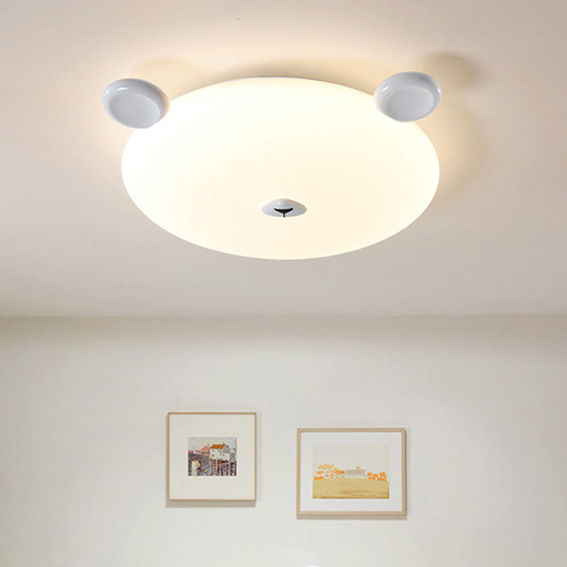 Modern Minimalist Cute Bear Iron Resin PE LED Flush Mount Ceiling Light for Kids Room, Bedroom, Nursery Lighting, Adorable Bear Design, Contemporary Kids Decor, Eco-Friendly Home Lighting, Soft Ambient Light Fixture, Playful Bedroom Illumination, Stylish