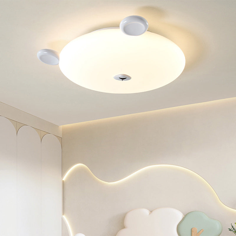 Modern Minimalist Cute Bear Iron Resin PE LED Flush Mount Ceiling Light for Kids Room, Bedroom, Nursery Lighting, Adorable Bear Design, Contemporary Kids Decor, Eco-Friendly Home Lighting, Soft Ambient Light Fixture, Playful Bedroom Illumination, Stylish
